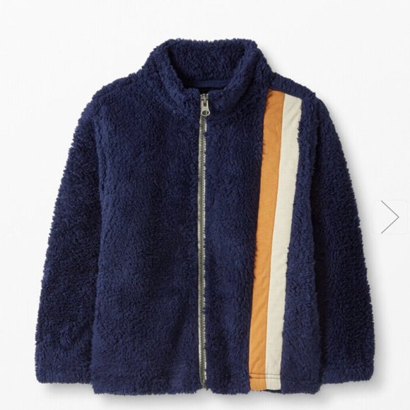Hanna Andersson Kids Striped Marshmallow Fleece Coat Jacket (US 6-7) soft comfy - Picture 1 of 7